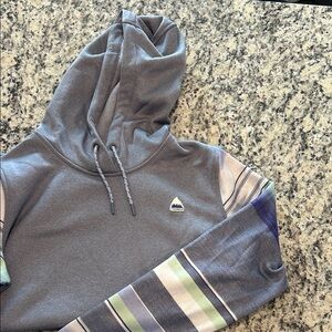 Burton Gray Striped Hoodie Sweater